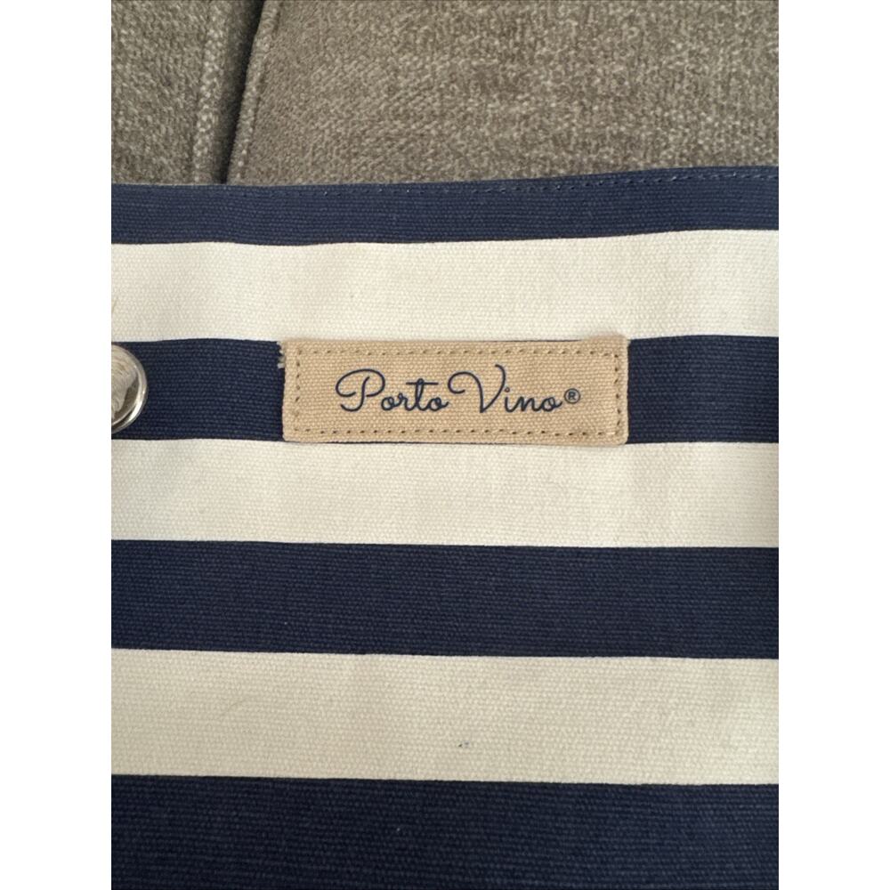 PortoVino Wine Tote Bag Purse Blue & White Canvas w/ Hidden Spout & Wine Bladder - Picture 2 of 9